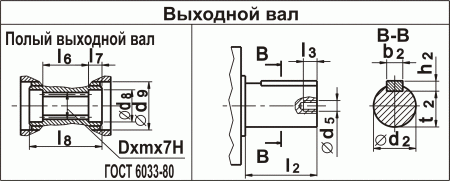 Выходной вал Редукторы червячные одноступенчатые типа 2Ч-40, 2Ч-63, 2Ч-80