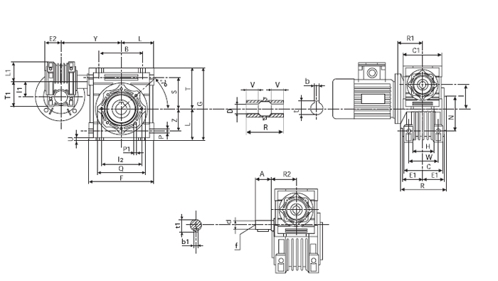 Габаритные размеры CHM-CHM/CHMR-CHM